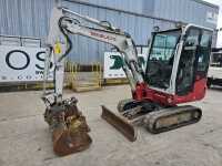 2018 Takeuchi TB230 Rubber Tracks, Blade, Offset, CV, Strickland Hydraulic QH, Piped, 3 Buckets