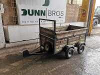 Twin Axel Wooden Car Trailer With Two Spare Wheels